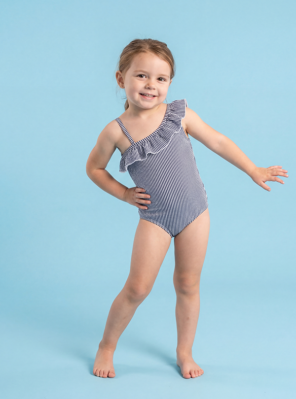 Striped Ruffled One-Piece Swimsuit